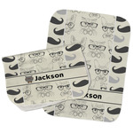 Hipster Cats & Mustache Burp Cloths - Fleece - Set of 2 w/ Name or Text