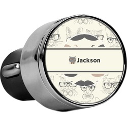 Hipster Cats & Mustache USB Car Charger (Personalized)