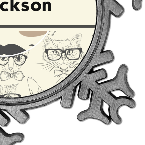 Hipster Cats & Mustache Vintage Snowflake - Detail