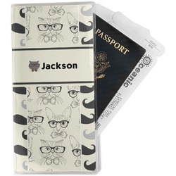 Hipster Cats & Mustache Travel Document Holder