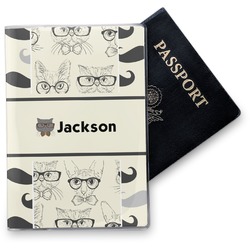 Hipster Cats & Mustache Vinyl Passport Holder (Personalized)