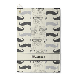Hipster Cats & Mustache Waffle Weave Golf Towel (Personalized)