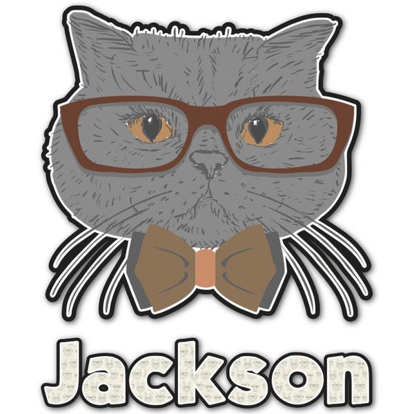 Custom Hipster Cats & Mustache Graphic Decal - XLarge (Personalized)