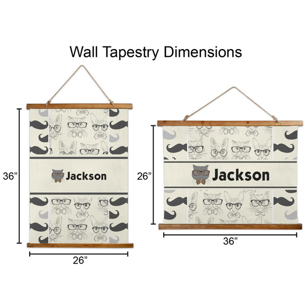 Hipster Cats & Mustache Wall Hanging Tapestries - Parent/Sizing