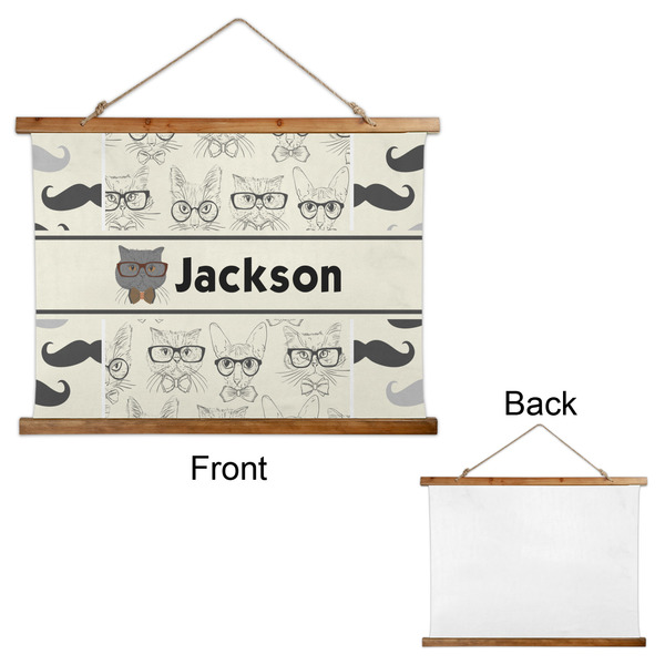 Hipster Cats & Mustache Wall Hanging Tapestry - Landscape - APPROVAL