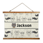 Hipster Cats & Mustache Wall Hanging Tapestry - Wide (Personalized)