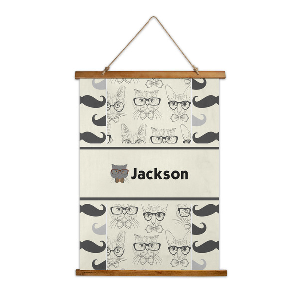 Custom Hipster Cats & Mustache Wall Hanging Tapestry - Tall (Personalized)