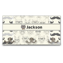 Hipster Cats & Mustache Wall Mounted Coat Rack (Personalized)
