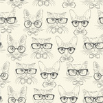 Hipster Cats & Mustache Wallpaper & Surface Covering (Peel & Stick 24"x 24" Sample)