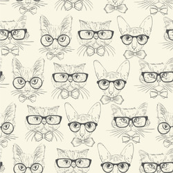 Hipster Cats & Mustache Wallpaper & Surface Covering