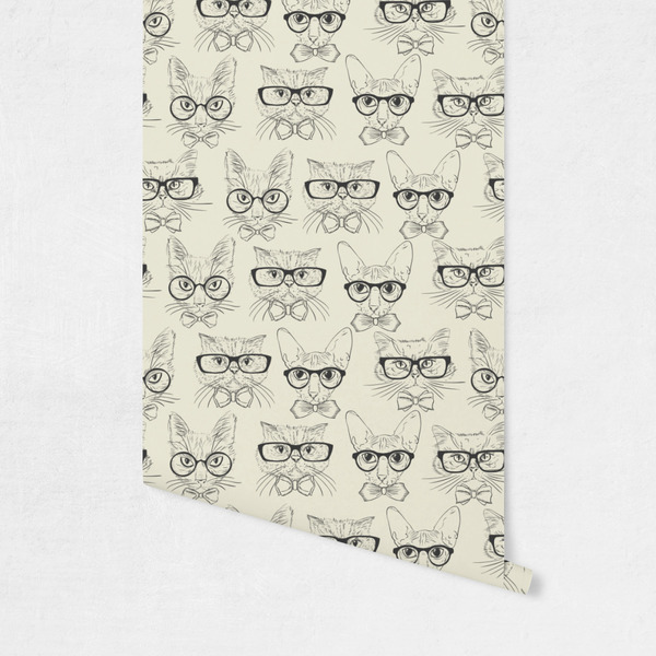 Hipster Cats & Mustache Wallpaper on Wall