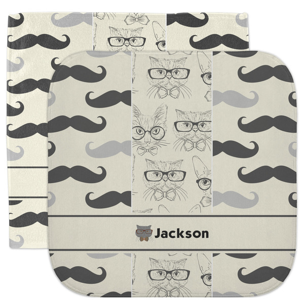 Custom Hipster Cats & Mustache Facecloth / Wash Cloth (Personalized)