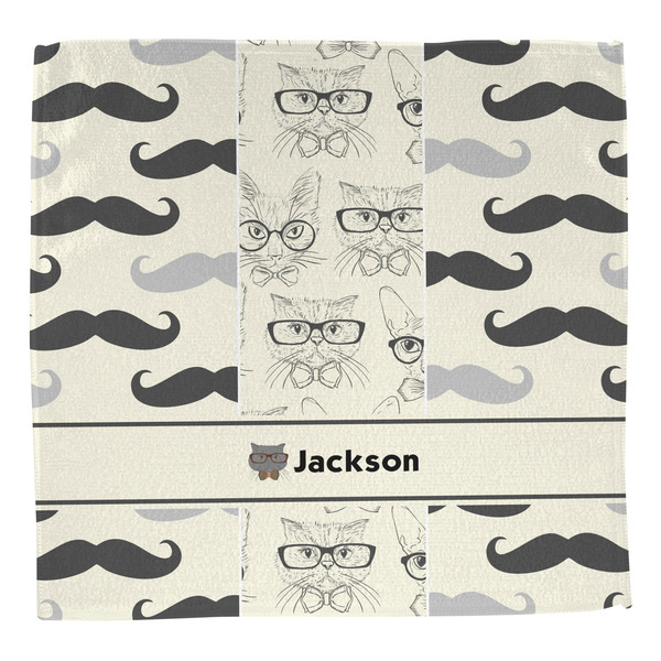 Hipster Cats & Mustache Washcloth - Front - No Soap