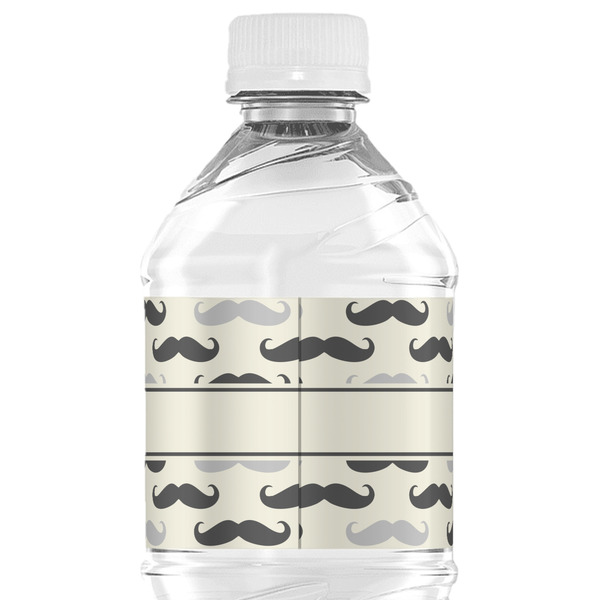 Hipster Cats & Mustache Water Bottle Label - Back View