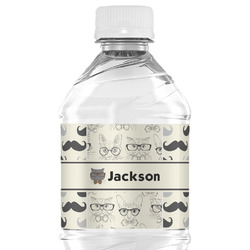 Hipster Cats & Mustache Water Bottle Labels - Custom Sized (Personalized)