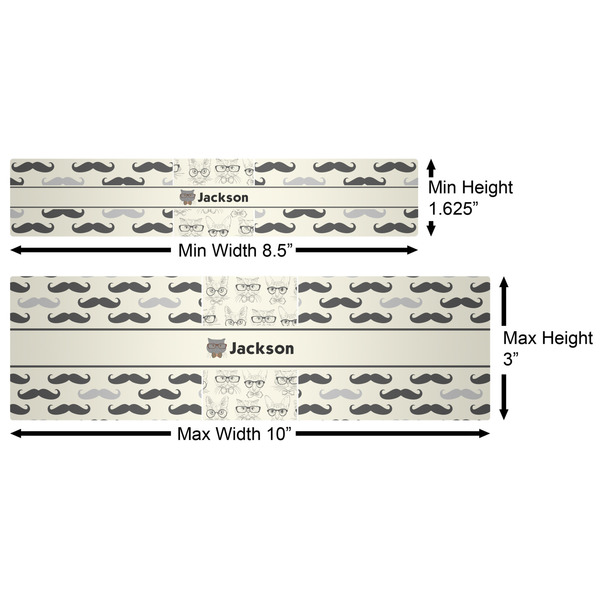 Hipster Cats & Mustache Water Bottle Labels w/ Dimensions