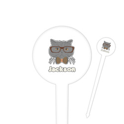 Hipster Cats & Mustache 4" Round Plastic Food Picks - White - Double Sided (Personalized)