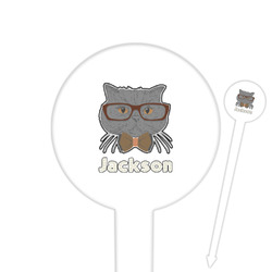 Hipster Cats & Mustache 6" Round Plastic Food Picks - White - Single Sided (Personalized)