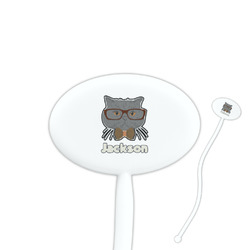 Hipster Cats & Mustache Oval Plastic Stir Sticks (Personalized)