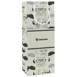 Hipster Cats & Mustache Wine Gift Bags - Gloss (Personalized)