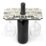 Hipster Cats & Mustache Wine Bottle & Glass Holder (Personalized)