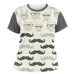 Hipster Cats & Mustache Women's Crew T-Shirt - Large