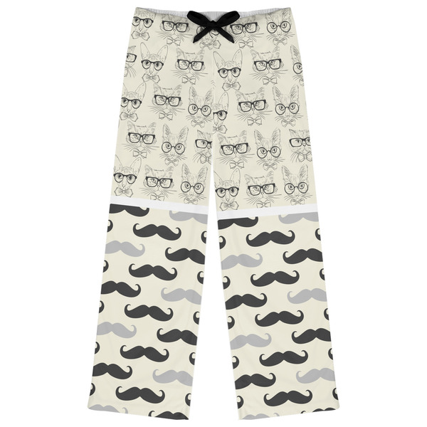 Custom Hipster Cats & Mustache Womens Pajama Pants - S