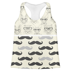 Hipster Cats & Mustache Womens Racerback Tank Top - Small