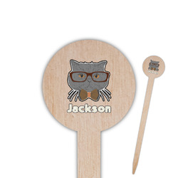Hipster Cats & Mustache 6" Round Wooden Food Picks - Double Sided (Personalized)