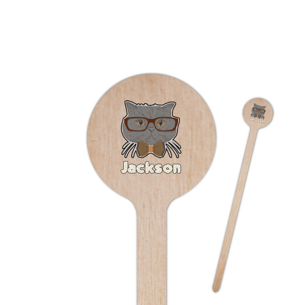Custom Hipster Cats & Mustache Round Wooden Stir Sticks (Personalized)