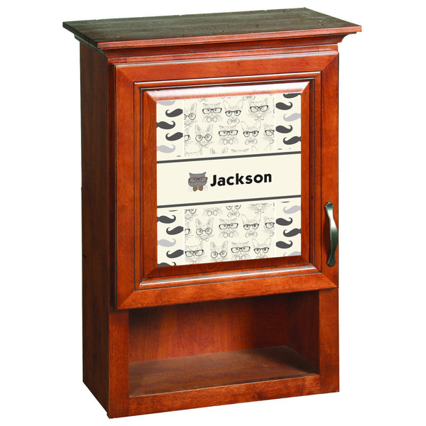 Hipster Cats & Mustache Wooden Cabinet Decal (Medium)