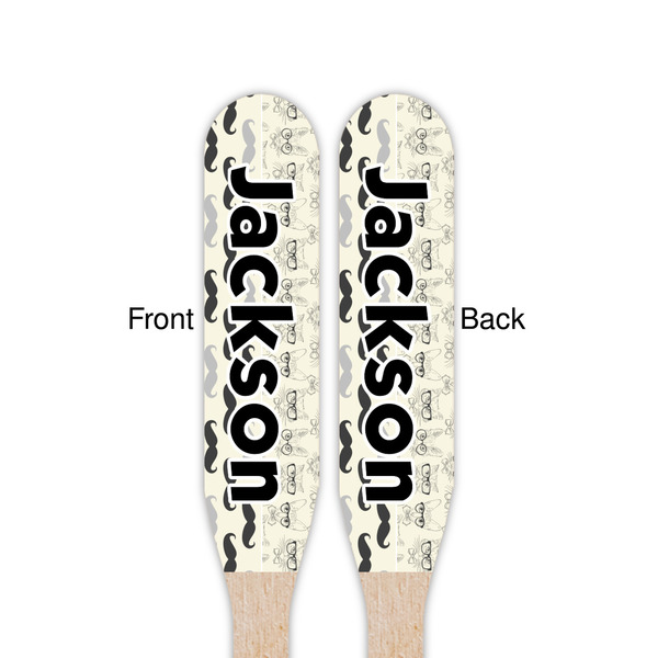 Hipster Cats & Mustache Wooden Food Pick - Paddle - Double Sided - Front & Back