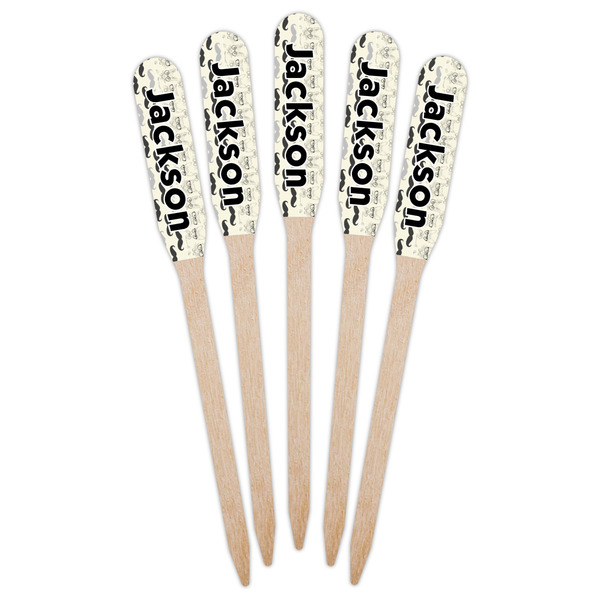 Hipster Cats & Mustache Wooden Food Pick - Paddle - Fan View