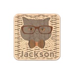 Hipster Cats & Mustache Genuine Maple or Cherry Wood Sticker (Personalized)