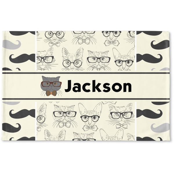 Custom Hipster Cats & Mustache Woven Mat (Personalized)
