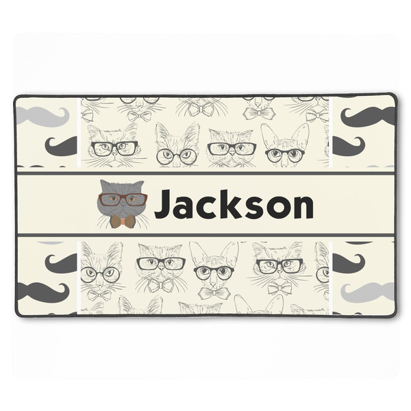 Custom Hipster Cats & Mustache XXL Gaming Mouse Pad - 24" x 14" (Personalized)