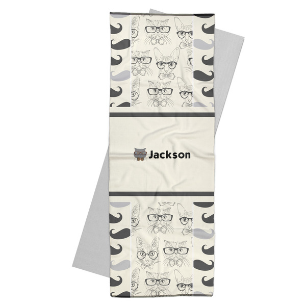 Custom Hipster Cats & Mustache Yoga Mat Towel (Personalized)