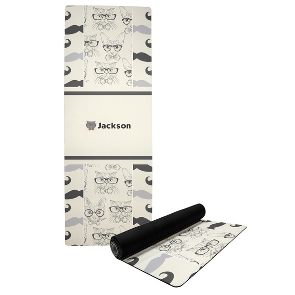 Custom Hipster Cats & Mustache Yoga Mat (Personalized)