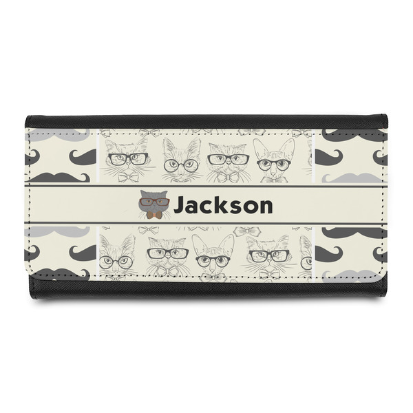 Custom Hipster Cats & Mustache Leatherette Ladies Wallet (Personalized)