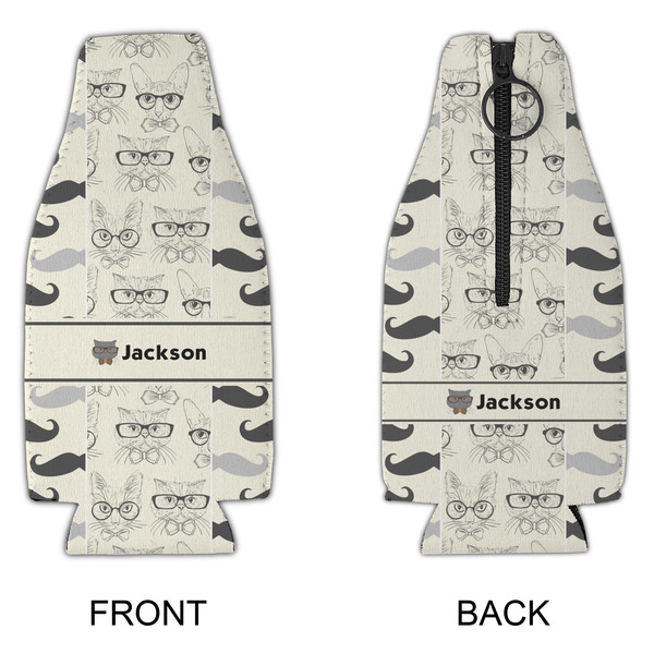 Hipster Cats & Mustache Zipper Bottle Cooler - APPROVAL