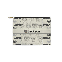 Hipster Cats & Mustache Zipper Pouch - Small - 8.5"x6" (Personalized)