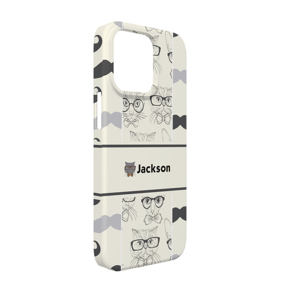 Custom Hipster Cats & Mustache iPhone Case - Plastic - iPhone 13 (Personalized)
