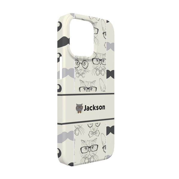 Custom Hipster Cats & Mustache iPhone Case - Plastic - iPhone 13 Pro (Personalized)