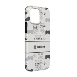 Hipster Cats & Mustache iPhone Case - Rubber Lined - iPhone 13 Pro (Personalized)