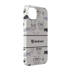 Hipster Cats & Mustache iPhone Case - Plastic - iPhone 14 (Personalized)