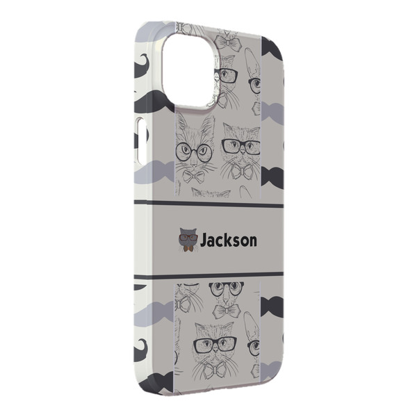 Custom Hipster Cats & Mustache iPhone Case - Plastic - iPhone 14 Plus (Personalized)