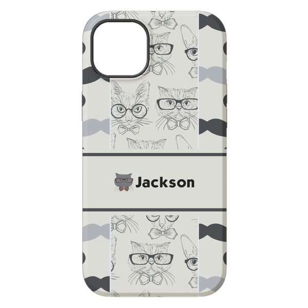 Hipster Cats & Mustache iPhone 14 Plus Tough Case - Back