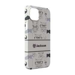 Hipster Cats & Mustache iPhone Case - Plastic - iPhone 14 Pro (Personalized)