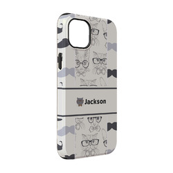 Hipster Cats & Mustache iPhone Case - Rubber Lined - iPhone 14 (Personalized)