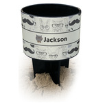Hipster Cats & Mustache Black Beach Spiker Drink Holder (Personalized)